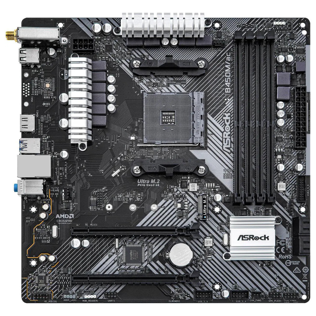 ASRock B450M/AC R2.0 AM4 AMD Promontory B450 Micro ATX AMD Motherboard