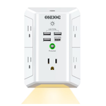 5-Outlet Surge Protector Power Strip With 4 USB Ports