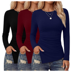 3 Pack Women's Asymmetrical High Low Split Shirts (Various)