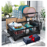 2-Tier Godboat Dish Drying Rack W/ Auto-Drain & Mat