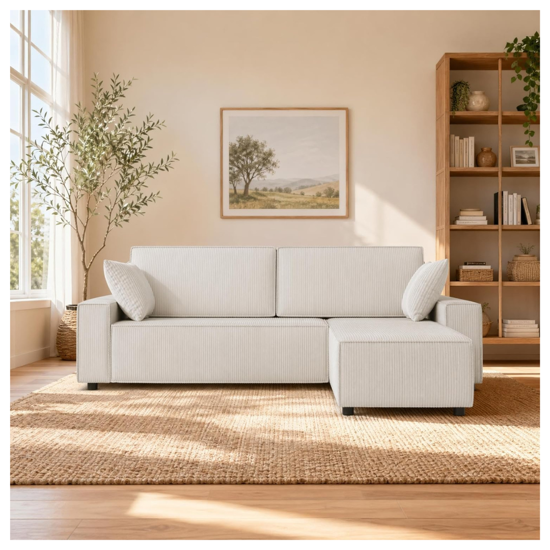 96" L-Shaped Boneless Cloud Couch With Chaise Lounge