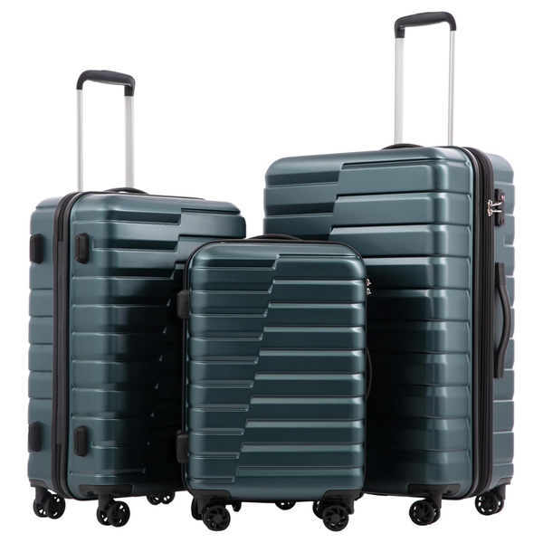 3-Piece Coolife Expandable Suitcase PC ABS TSA Luggage Set