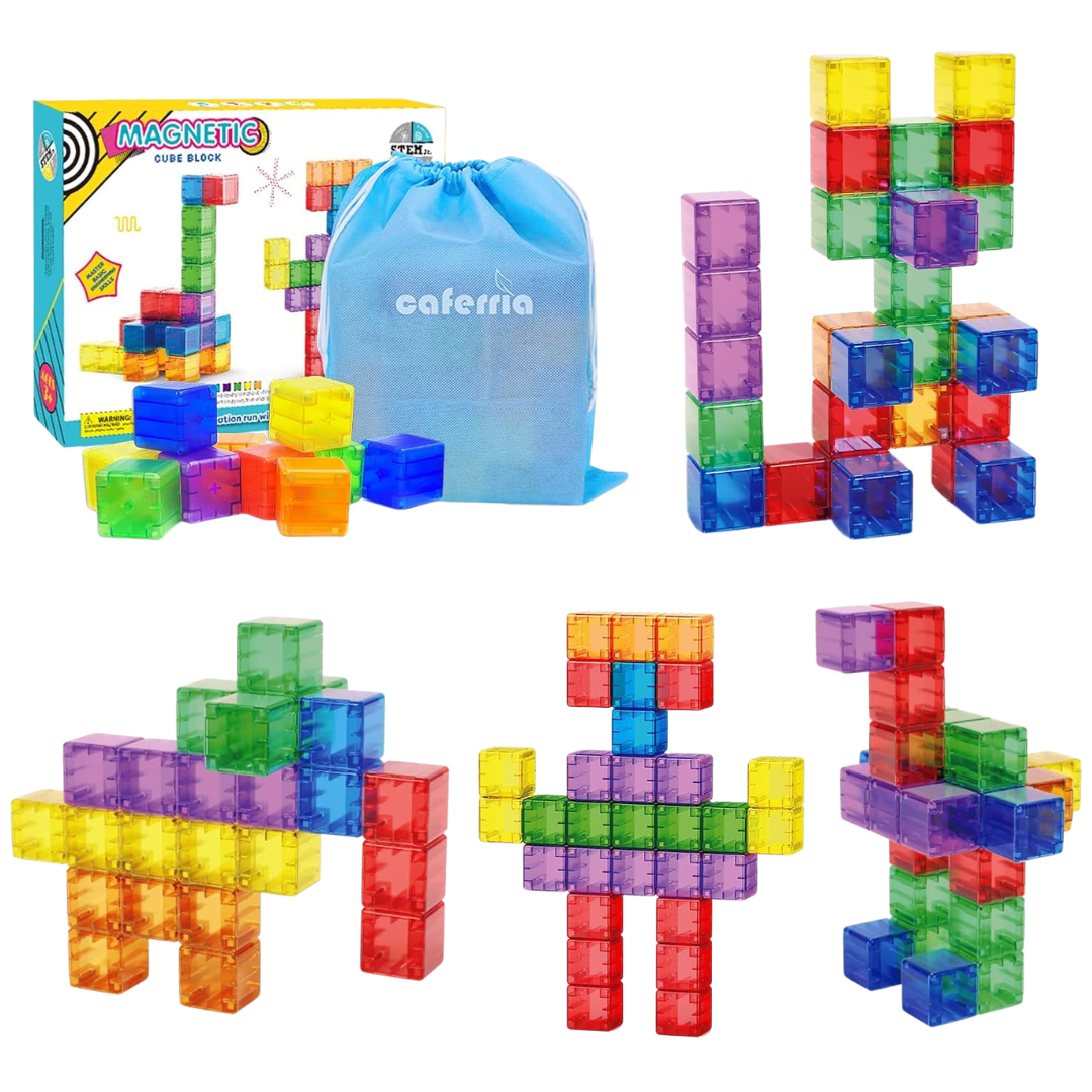 30-Piece Caferria Preschool STEM Large Magnetic Building Blocks