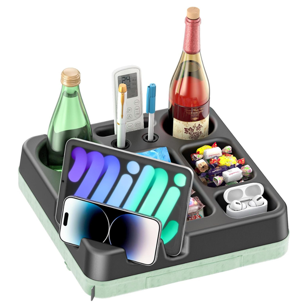 Multi-Use Anti-Spill Bed Organizer Couch Cup Holder Pillow Tray (2 Colors)