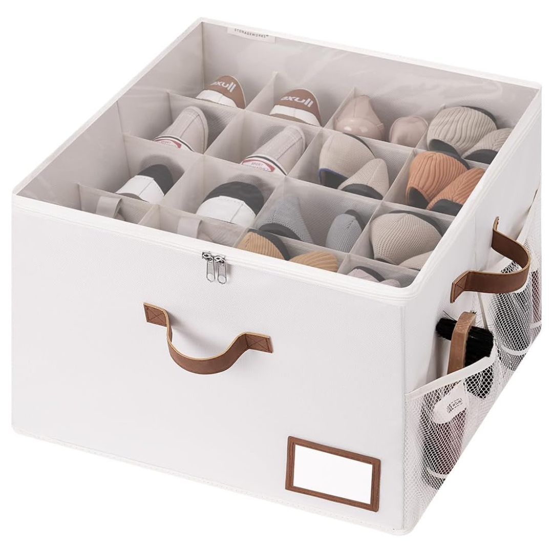 StorageWorks Shoe Storage Bins With Clear Lid (Up To 16 Pairs)