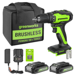 24V 310 In./lbs Brushless Drill Kit With 2Ah Batteries And 8-Piece Bit Set