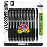 108-Count (6 X 18ct) Zebra Pen Z-Grip Retractable 1.0mm Ballpoint Pens (Black)