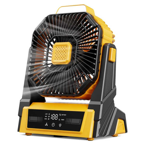 Portable 20000mAh Rechargeable Camping Fan W/ 3 Speeds, Lights & Hook
