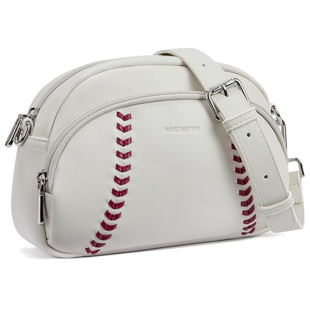 Women's Vegan Leather Small Baseball Crossbody Bag