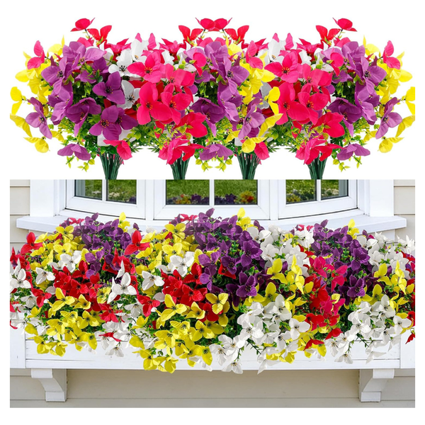 24-Bundles Apeair Artificial Outdoor Flowers UV-Resistant Faux Plants Mix