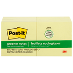 12-Pack Of 100-Count Post-it Greener Notes Sticky Note Pads (Canary Yellow)