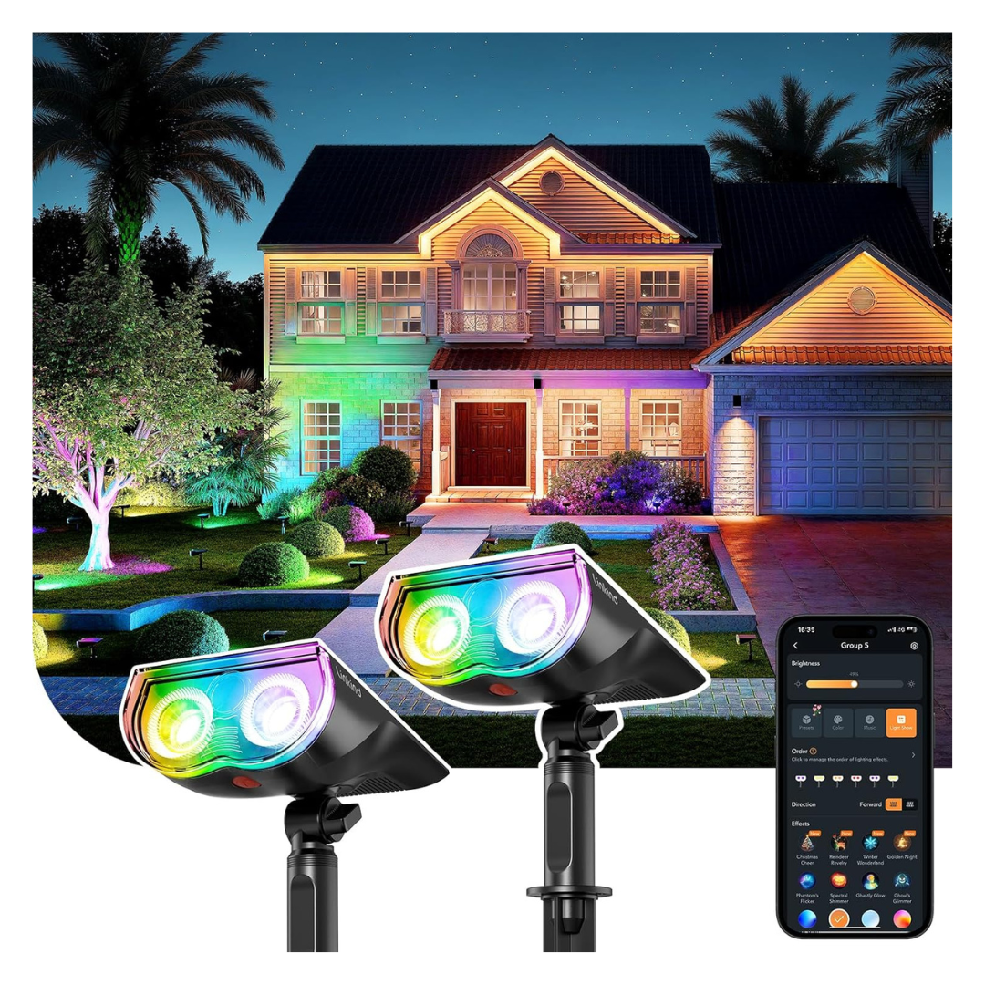 2-Pack Waterproof Color Changing Smart Outdoor Solar Spot Lights