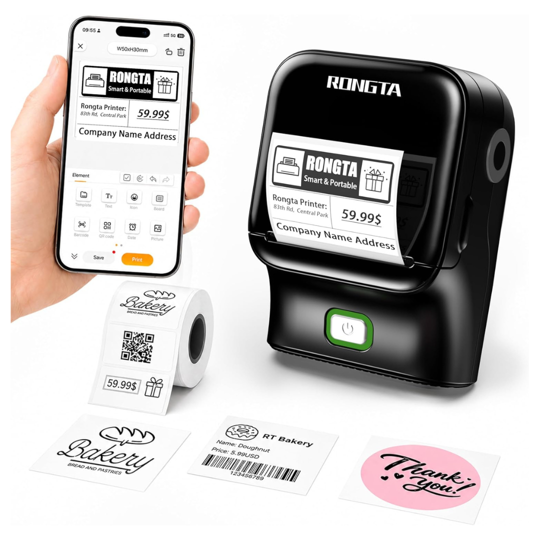 Bluetooth Thermal Label Printer With Tape