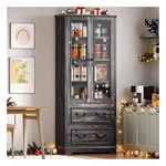 DWVO 76" Freestanding Storage Cabinet With Adjustable Shelves & Drawers