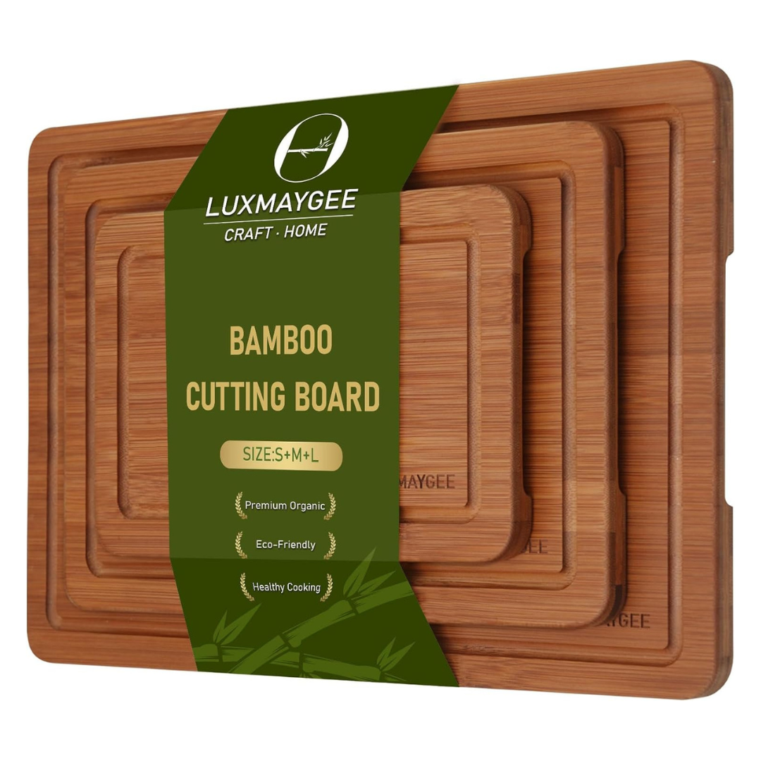 3-Piece Bamboo Cutting Board Set With Juice Groove