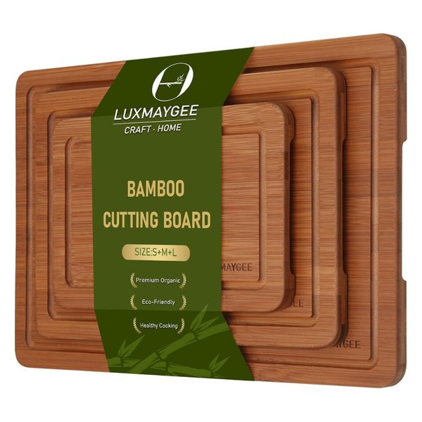 3-Piece Bamboo Cutting Board Set With Juice Groove