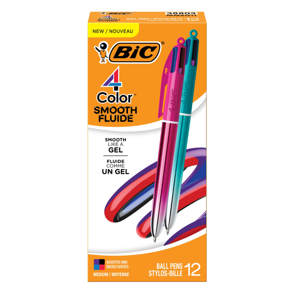 12-Count BIC 4-Color Smooth Gradient Retractable Ballpoint Pen