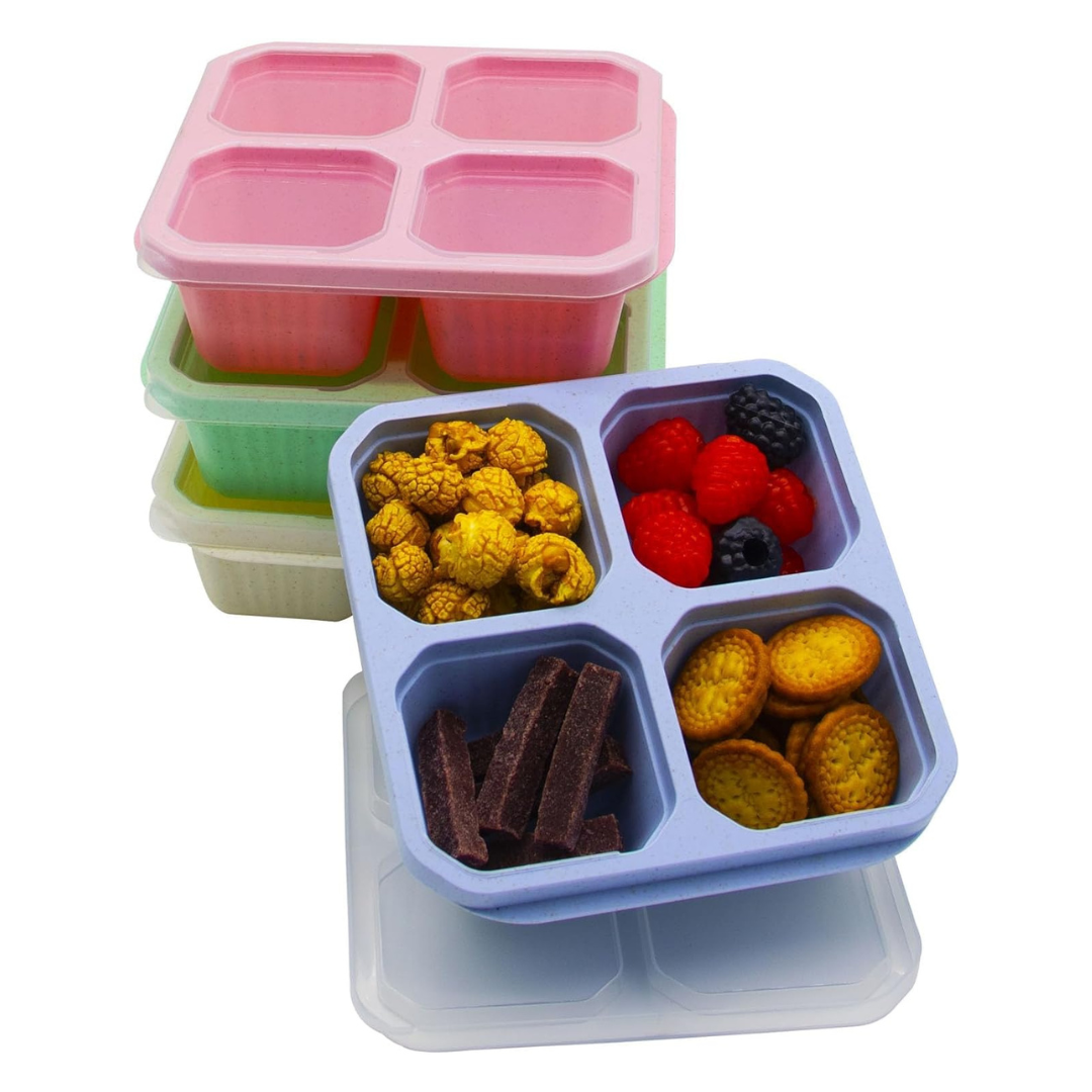 4-Piece Snack Box Container Set W/ 4-Compartment