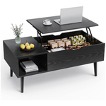 Edx Wooden Lift Top Coffee Table With Hidden Compartments & Shelves