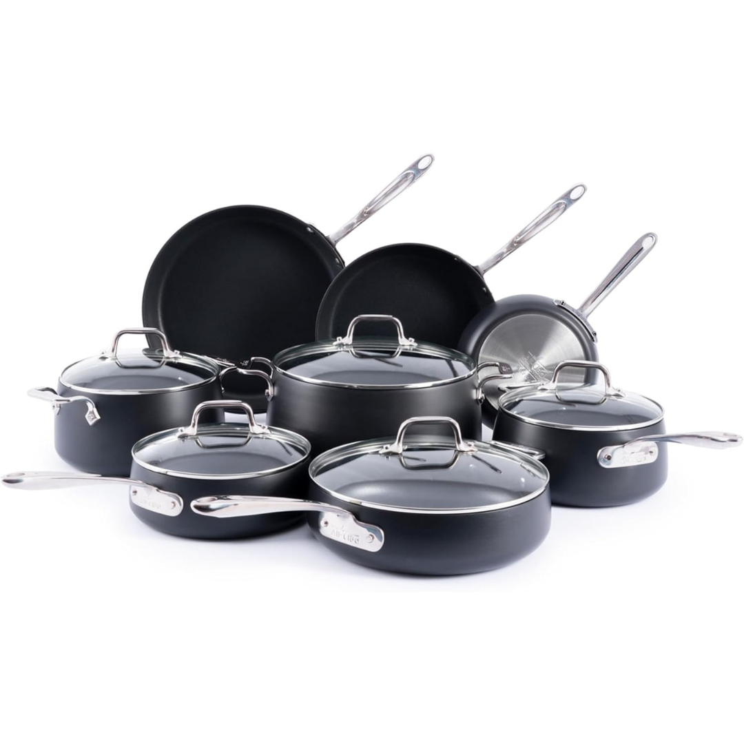 13-Piece All-Clad HA1 Expert Hard Anodized Nonstick Cookware Set W/ Lids