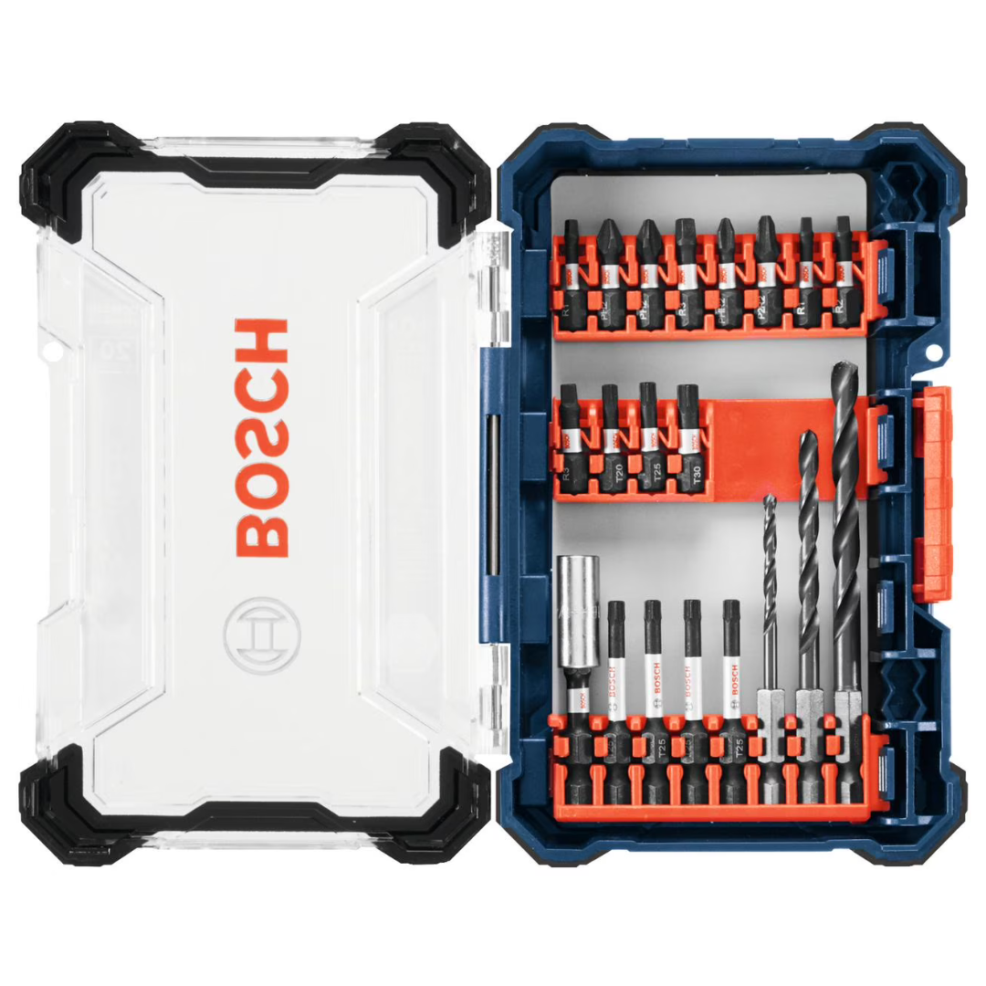 20-Piece Bosch Assorted Impact Tough Drill Drive Custom Case System Set