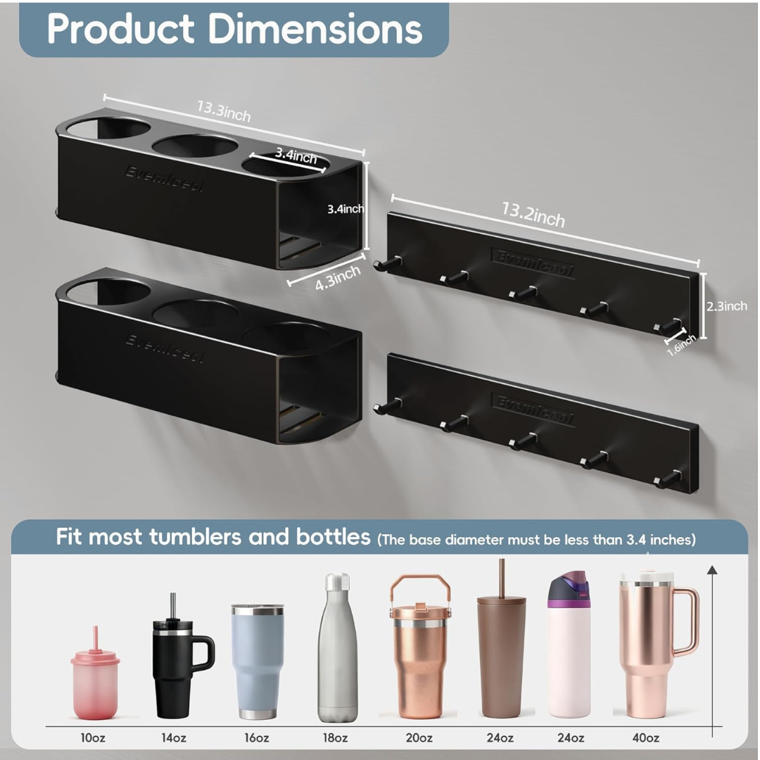 2-Pack Stanley Tumblers Storage Holders & Lid Hook Organizers
