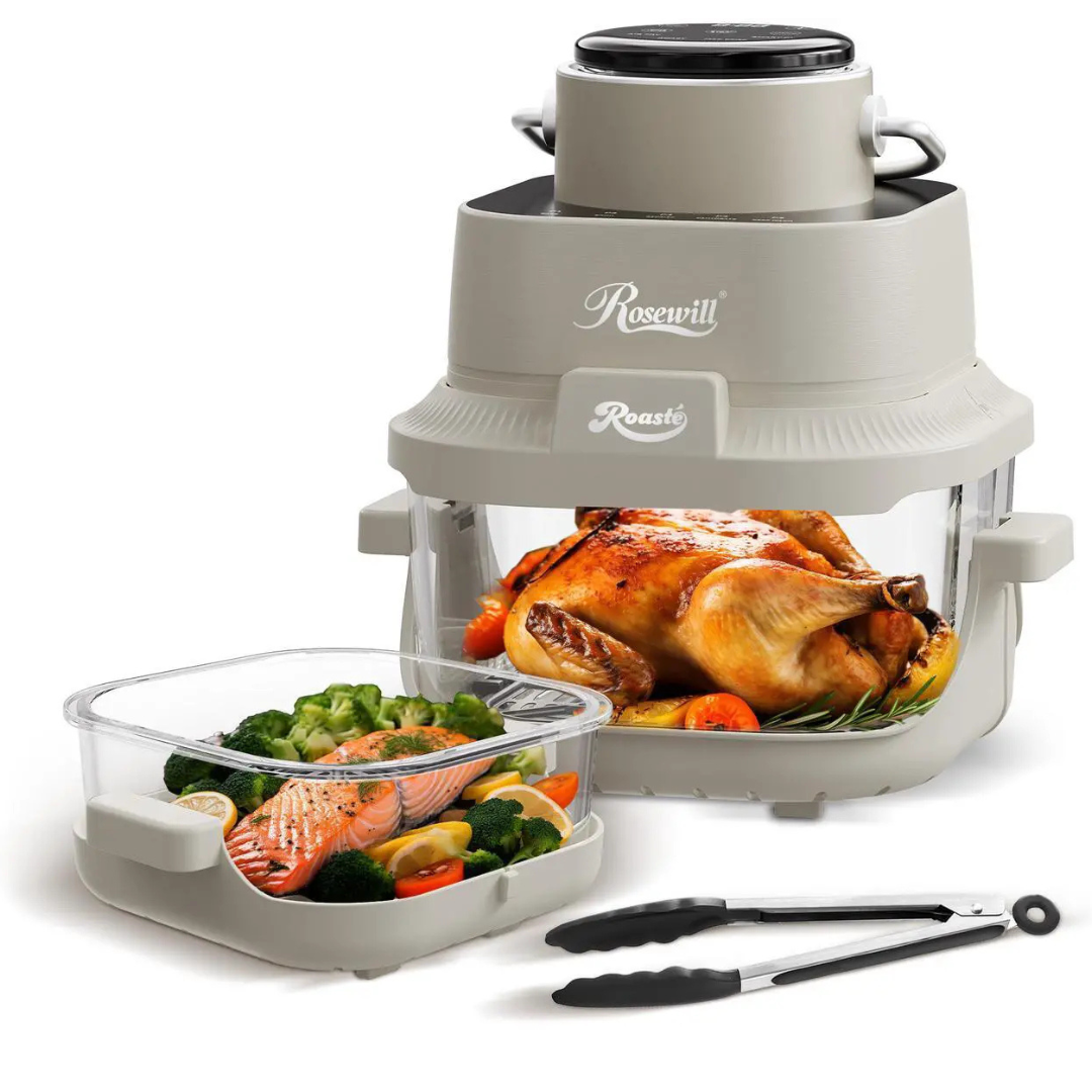 Rosewill 8-in-1 Portable 5.5QT & 1.6QT Dual Transparent Glass Air Fryer