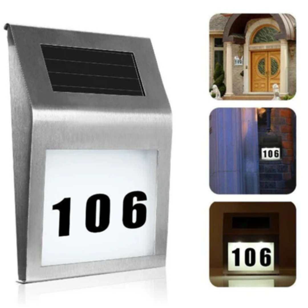 Solar LED Address Sign House Number Light with White LEDs