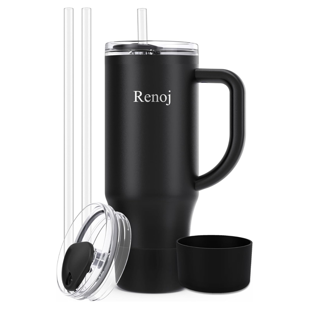 40-Oz Leak-Proof Insulated Tumbler With Handle & Straw