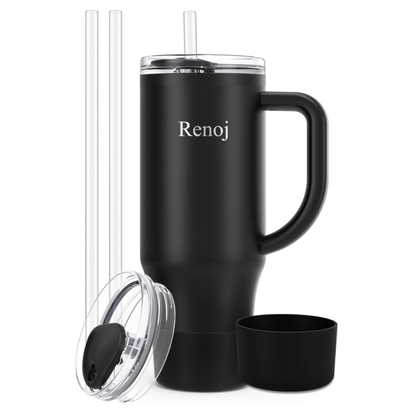 40-Oz Leak-Proof Insulated Tumbler With Handle & Straw