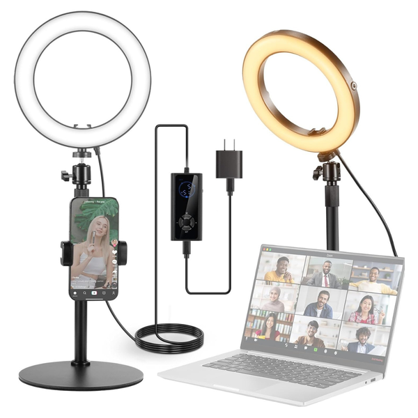 8" Neewer 18W Desk Ring Light W/ Remote, Stand & Phone Holder