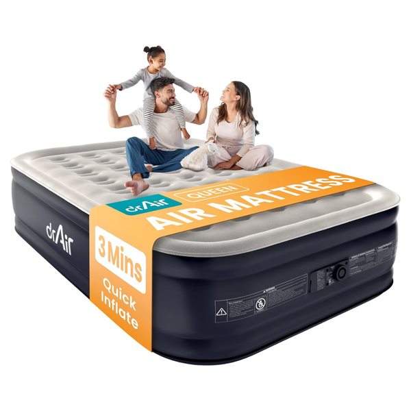 Dr. Air Queen 18" Raised Blow Up Mattress With Built-in Pump