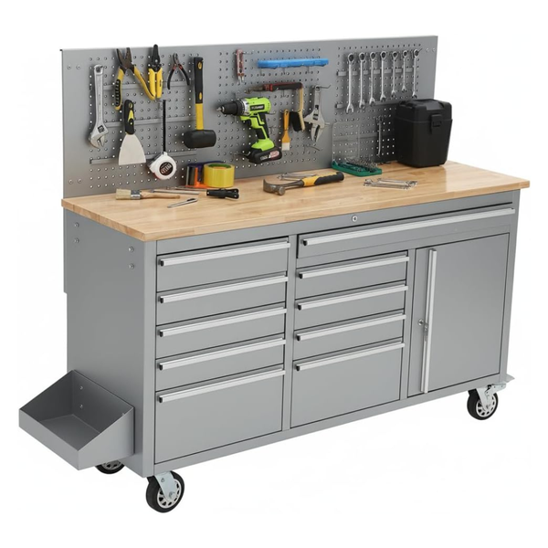 61" Rolling 10 Drawers Garage Workbench Storage Tool Cabinet