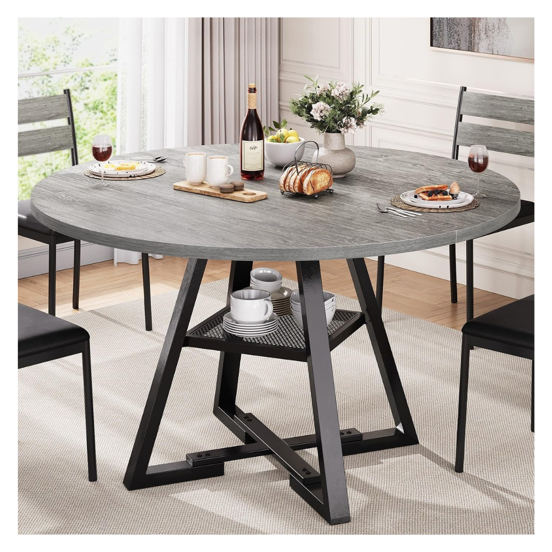 47" Jocoevol Round Space Saving Wood Dining Table