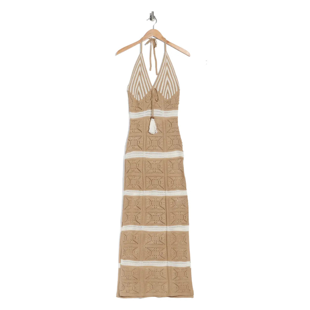 Madden Girl Women's Tie Halter Neck Maxi Dress