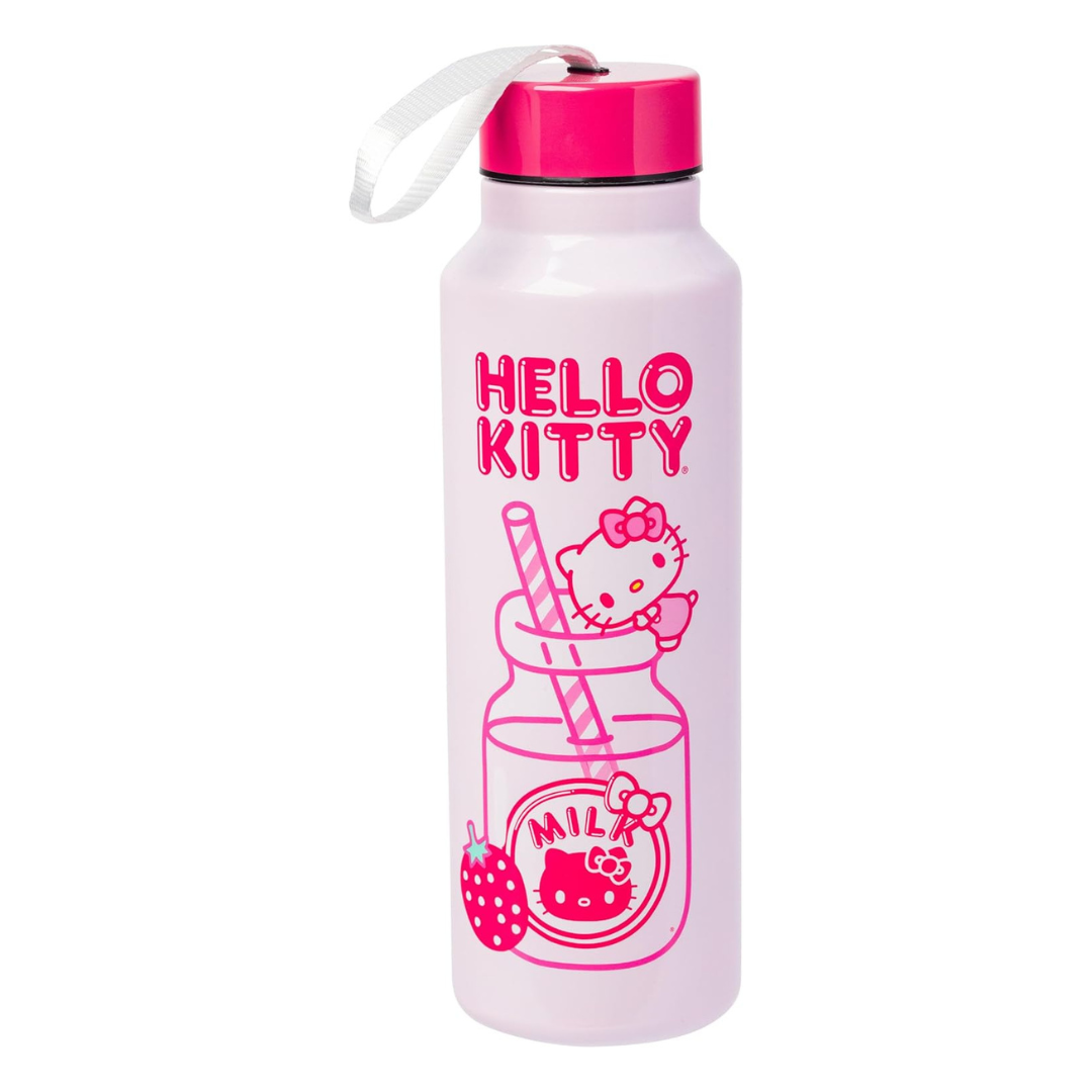 27-Oz Silver Buffalo Sanrio Hello Kitty Strawberry Milk Water Bottle
