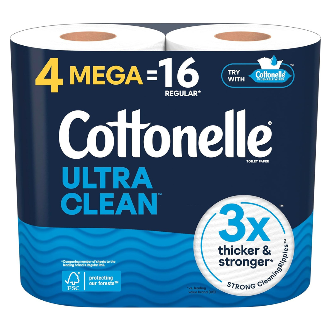 8-Pack (4-pk X 2) Cottonelle Mega Rolls Toilet Paper (Ultra Clean)