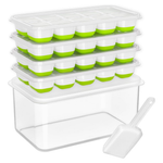 4-Pack Doqaus Silicone Ice Cube Tray With Lid, Scoop & Bin