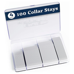 100-Piece Men's Durable Plastic Collar Stays (White-Flip, Variety Pack)