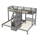Euroco 3-in-1 Twin Over Twin Bunk Bed With Staircase & Storage Drawers