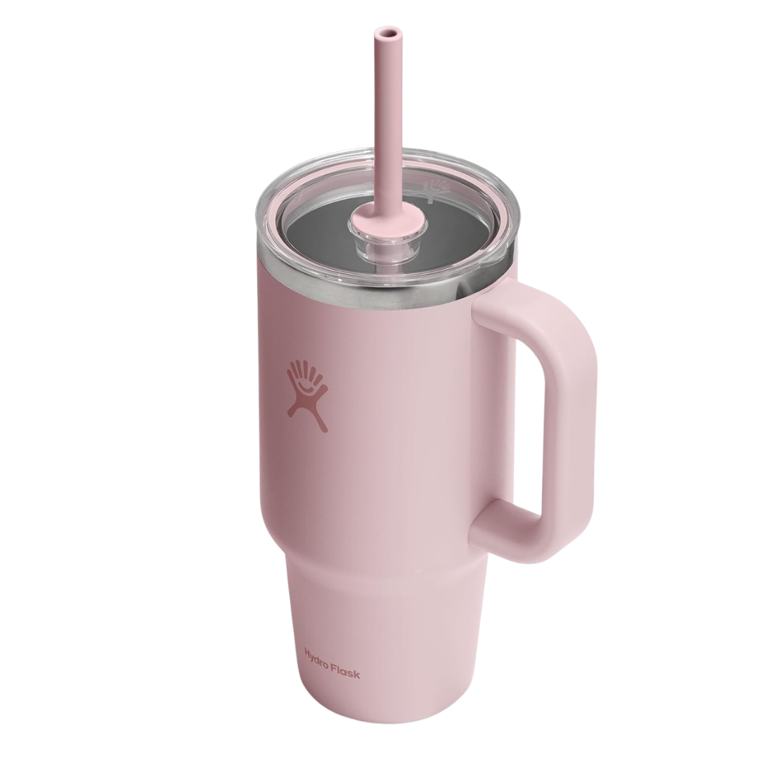 32 oz Hydro Flask Travel Tumbler With Handle, Clear Lid & Straw