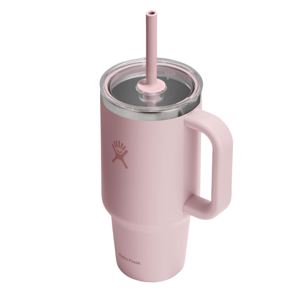 32 oz Hydro Flask Travel Tumbler With Handle, Clear Lid & Straw