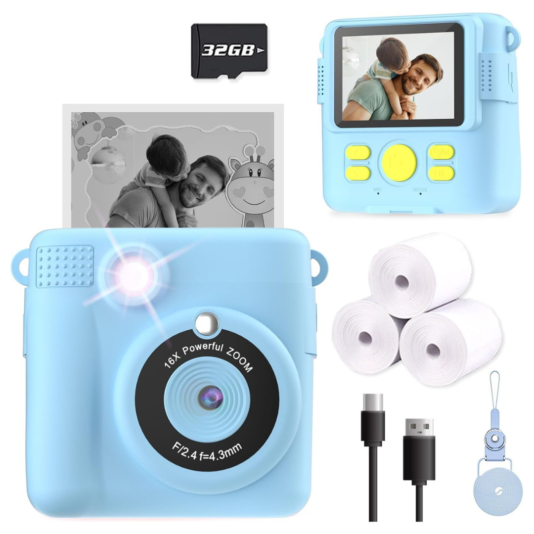 Kids 1080P Videos Instant Print Camera W/ 16X Digital Zoom (Various)