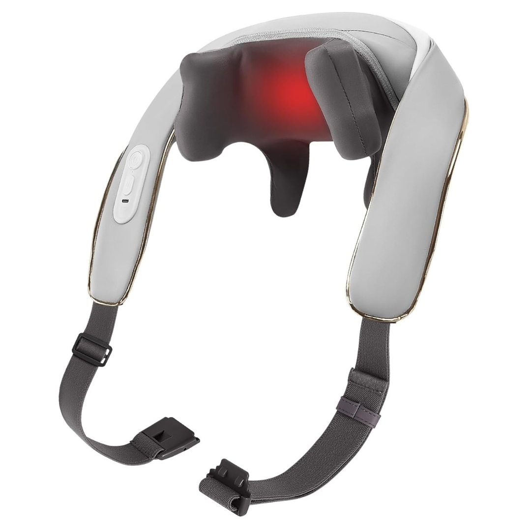H5 Mini Cordless Shiatsu Leather Neck And Shoulder Massager With Heat