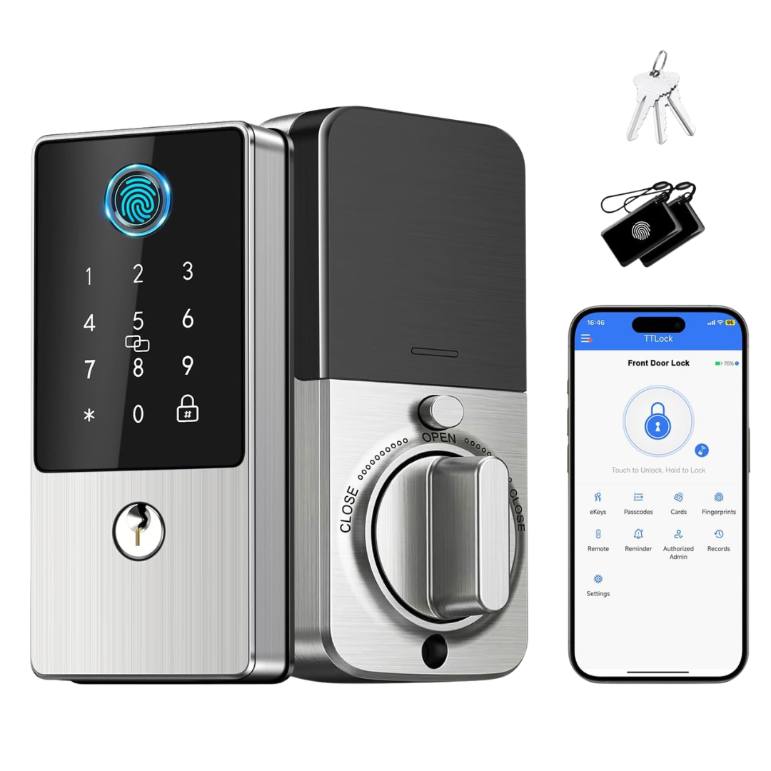 Smart Deadbolt Lock With Keypad, Fingerprint, App Control & Auto Lock