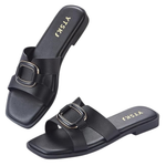 YTSKJ Women's Slip-On Flat Sandals With Metal Detail (Various)
