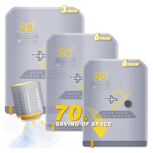15-Pack Viokei Vacuum Storage Bags With Pump (20'', 24'' & 28'')