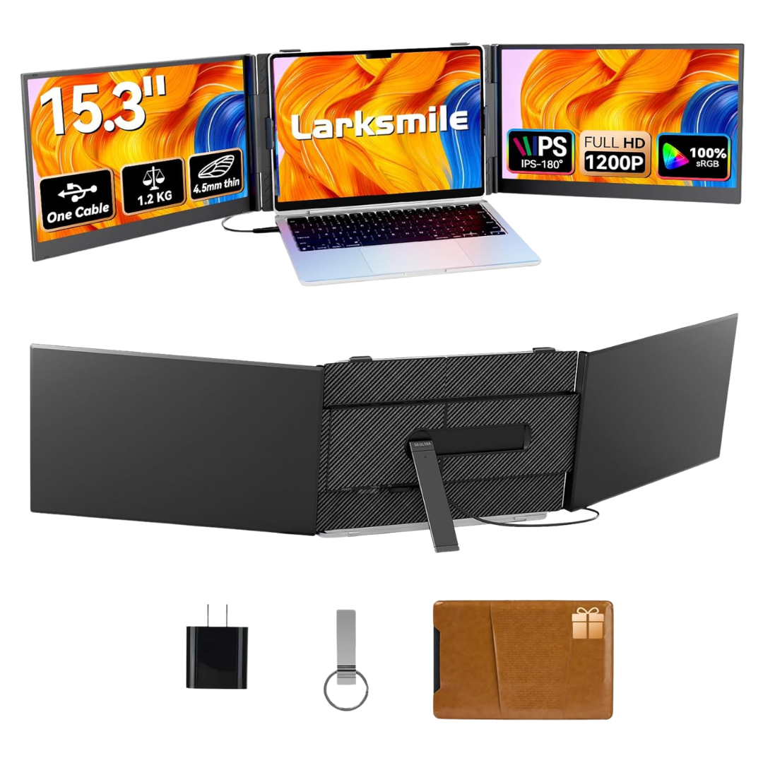 Larksmile 15.3'' Portable Triple Laptop Screen Extender
