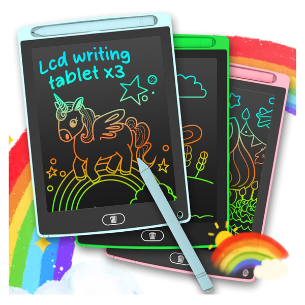 3-Pack Colorful LCD Writing & Drawing Tablet For Kids