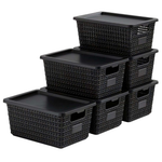 6-Pack Plastic Storage Bins With Lids